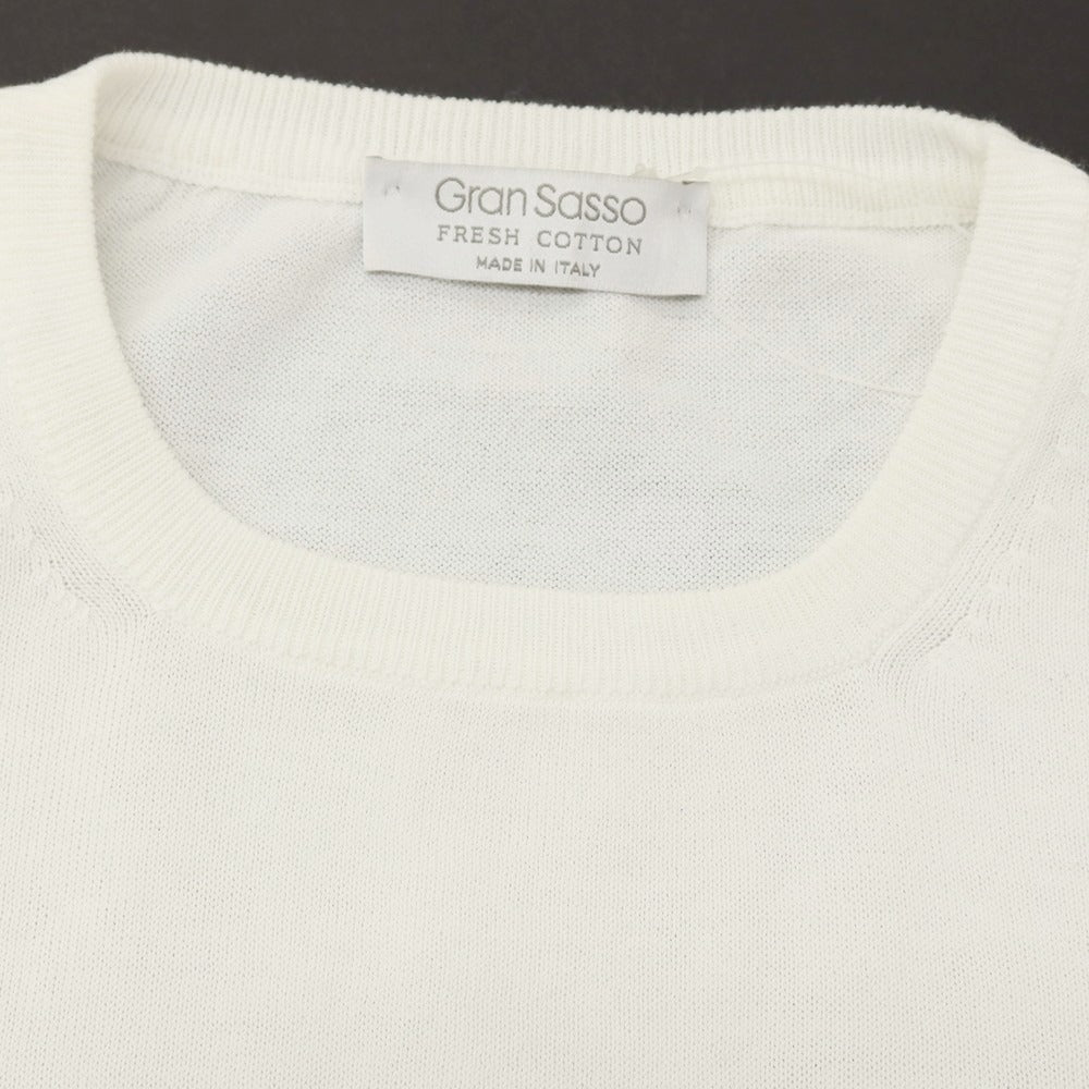 【中古】グランサッソ GRAN SASSO ハイゲージ フレッシュコットン クルーネック 半袖 プルオーバーニット ホワイト【サイズ44】【 状態ランクB 】【 メンズ 】