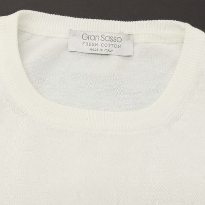 【中古】グランサッソ GRAN SASSO ハイゲージ フレッシュコットン クルーネック 半袖 プルオーバーニット ホワイト【サイズ44】【 状態ランクB 】【 メンズ 】
