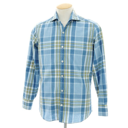 【中古】ジャンネット giannetto コットン チェック カジュアルシャツ ブルーxイエロー【 XS 】【 状態ランクC 】【 メンズ 】