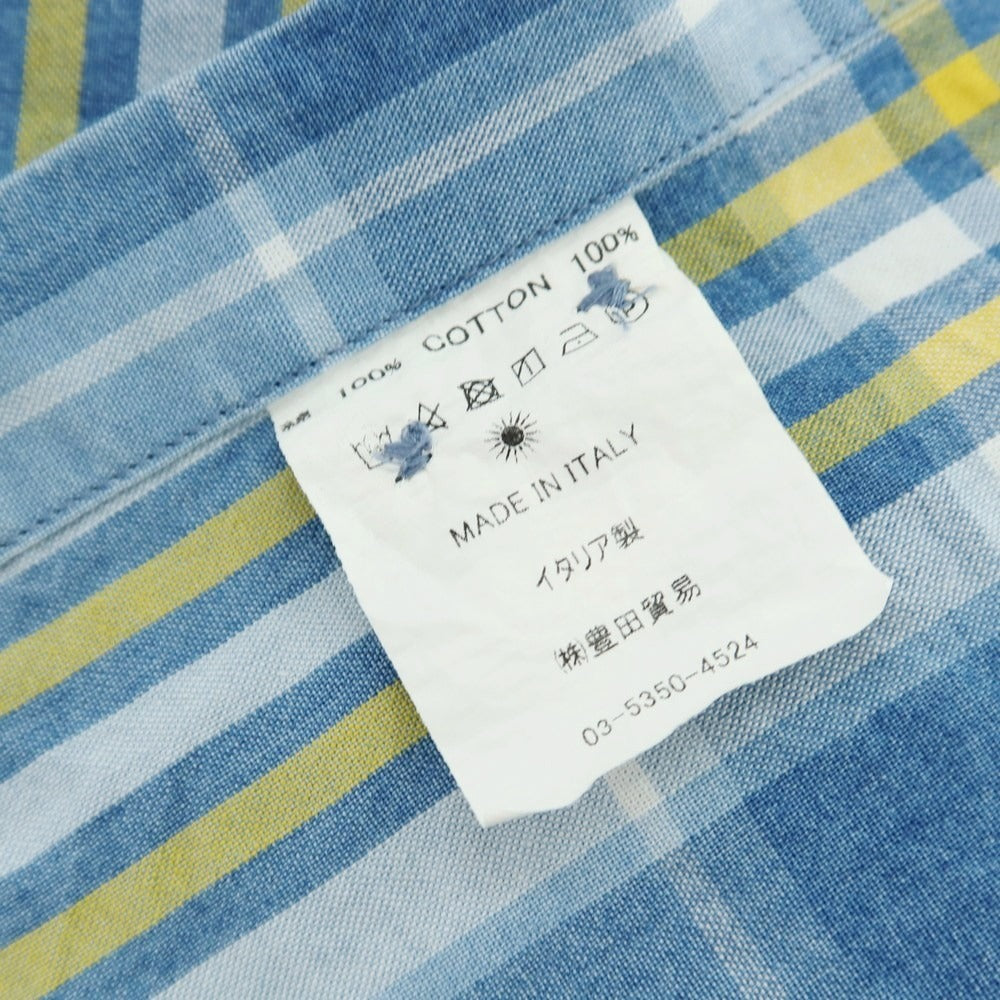 【中古】ジャンネット giannetto コットン チェック カジュアルシャツ ブルーxイエロー【 サイズXS 】【 状態ランクC 】【 メンズ 】 [BPD]