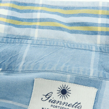 【中古】ジャンネット giannetto コットン チェック カジュアルシャツ ブルーxイエロー【 XS 】【 状態ランクC 】【 メンズ 】