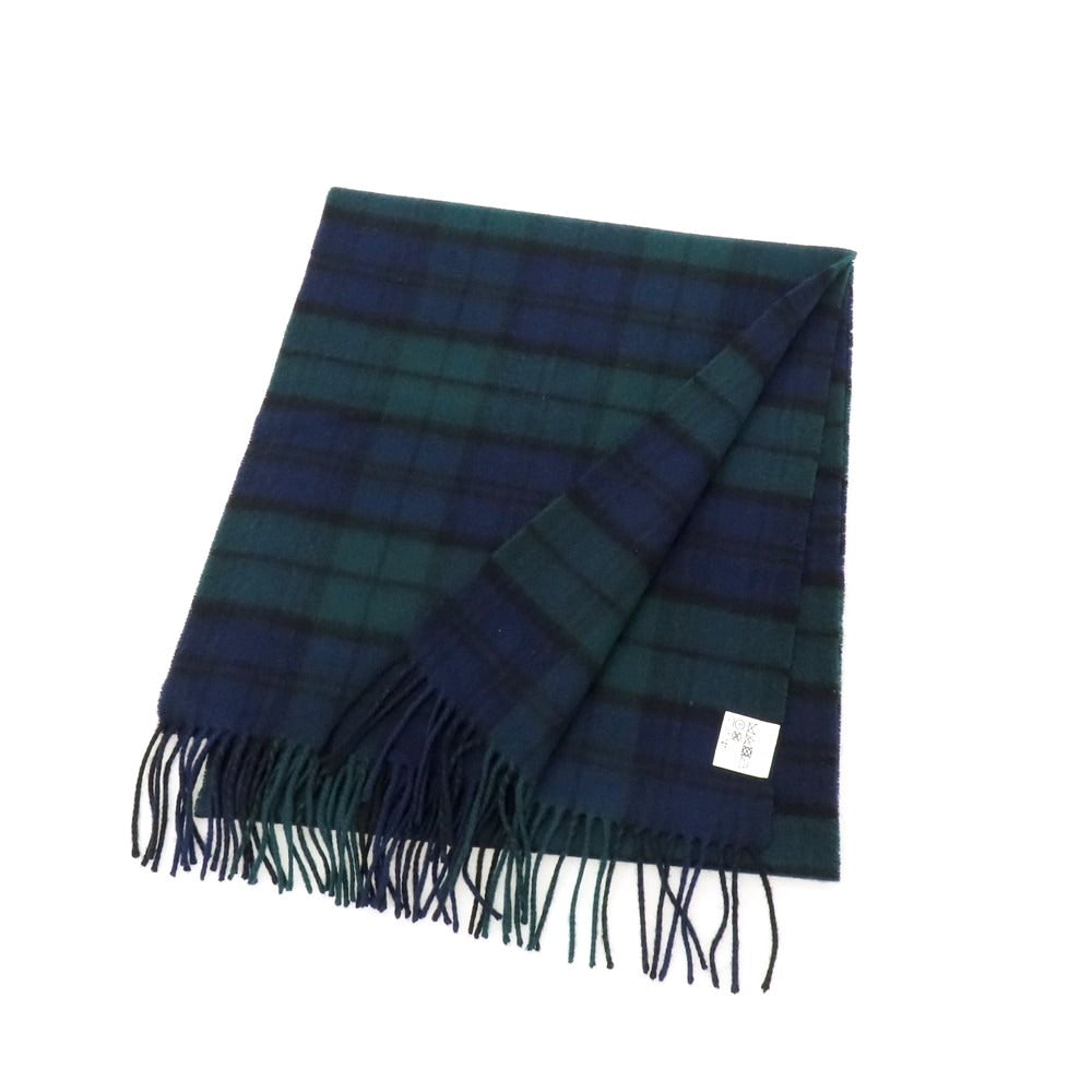 【中古】シップス SHIPS カシミヤ チェック マフラー ネイビーxグリーン【 状態ランクB 】【 メンズ 】