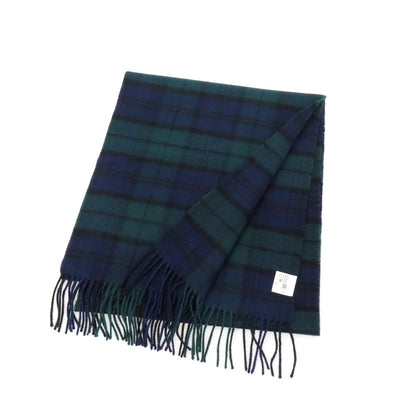 【中古】シップス SHIPS カシミヤ チェック マフラー ネイビーxグリーン【 状態ランクB 】【 メンズ 】
