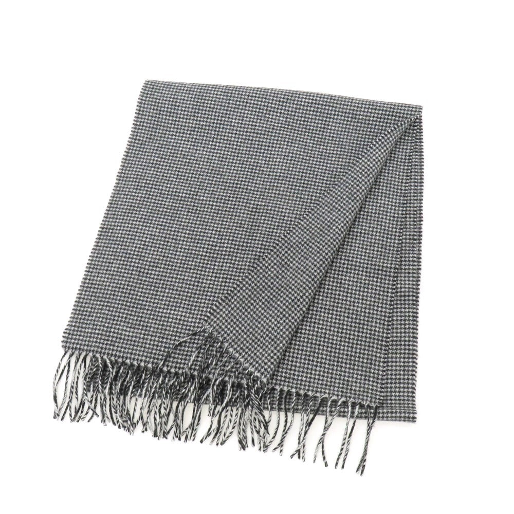 【中古】シップス SHIPS カシミヤ ハウンドトゥース マフラー グレーxブラック【 状態ランクB 】【 メンズ 】