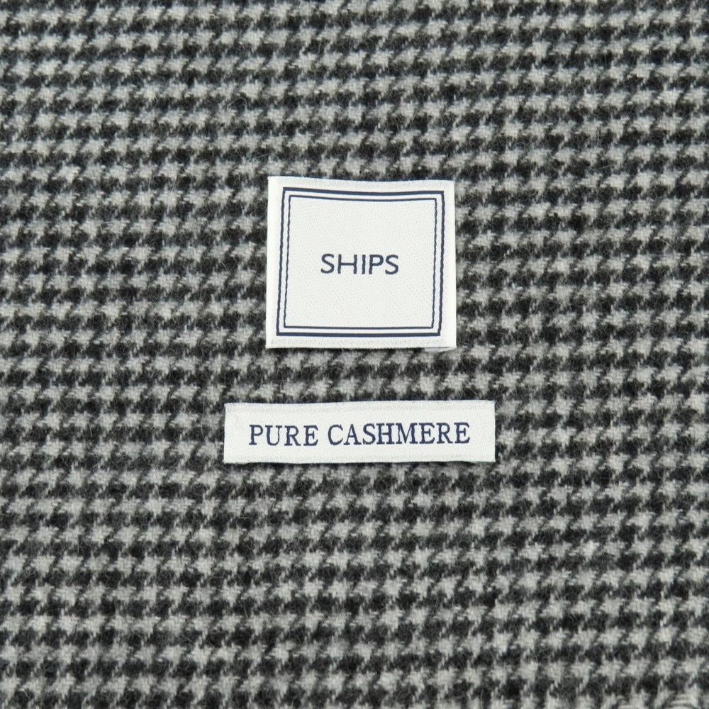 【中古】シップス SHIPS カシミヤ ハウンドトゥース マフラー グレーxブラック【 状態ランクB 】【 メンズ 】