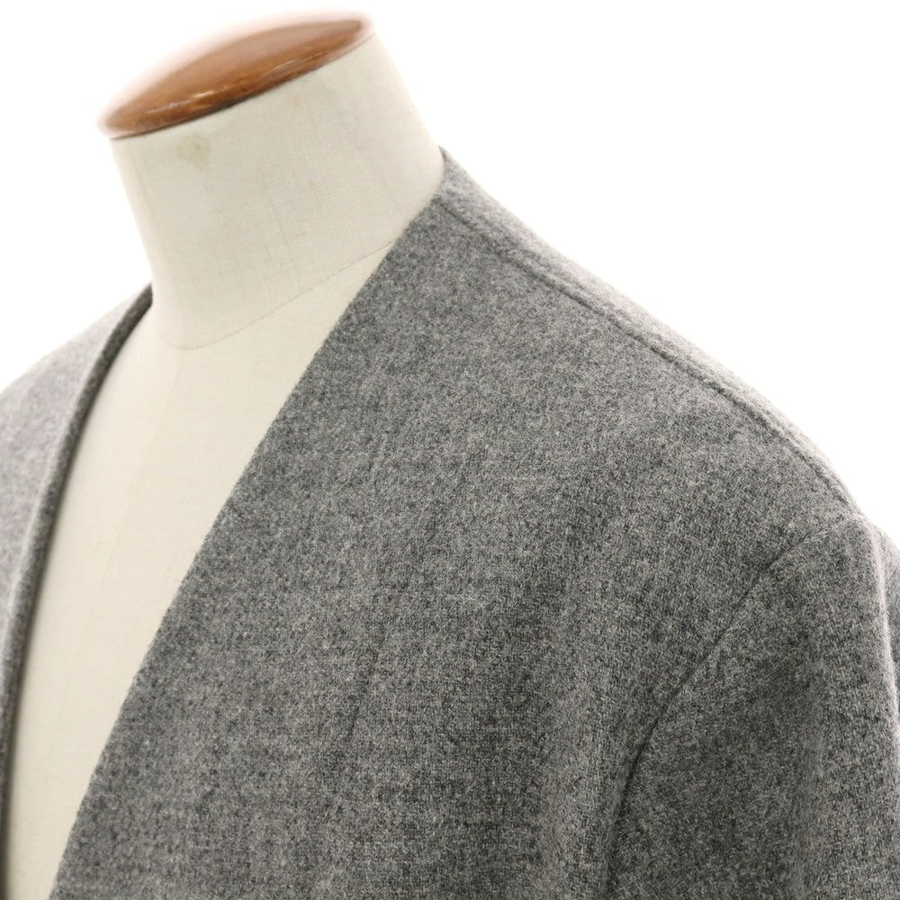 【中古】アンベル AMBELL ウール ツイード ボタンレス ノーカラージャケット グレー【 48 】【 状態ランクA 】【 メンズ 】
