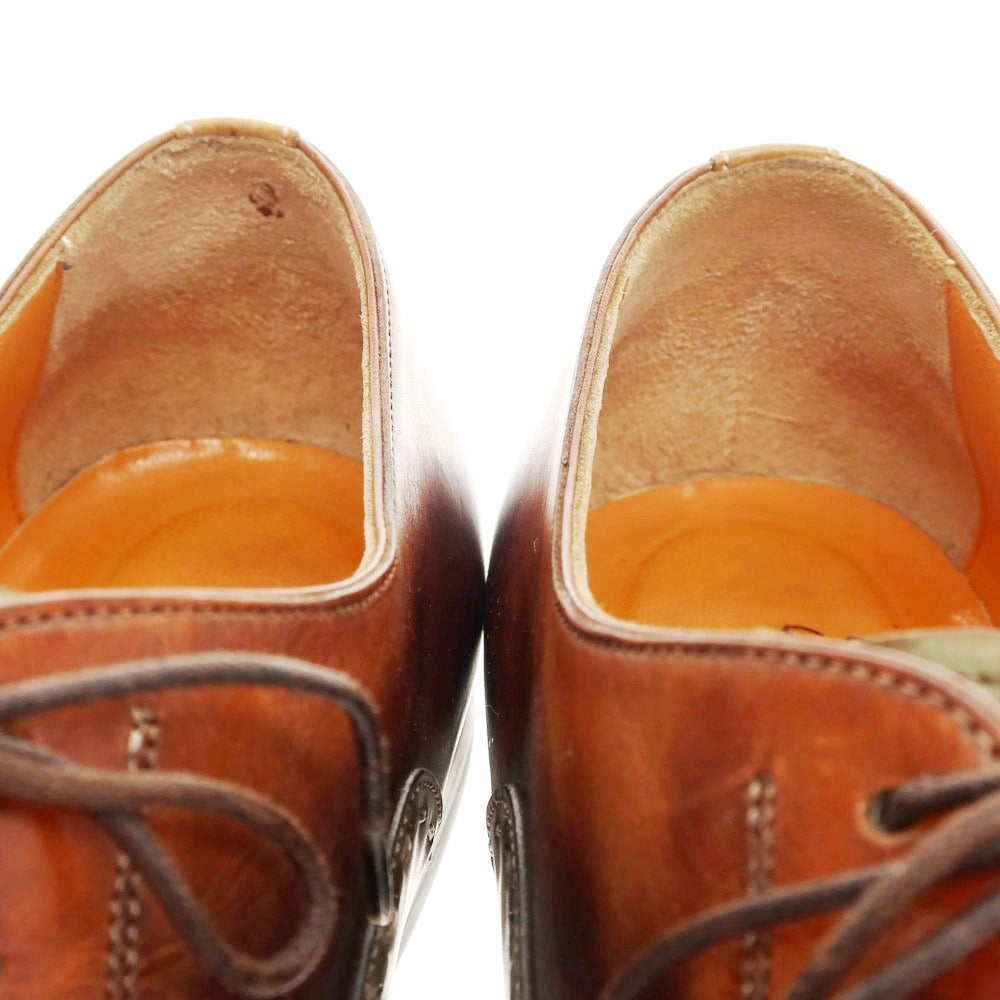 【中古】サントーニ Santoni ブラインドブローグ ドレスシューズ ブラウンxライトグリーン系【 8 】【 状態ランクB 】【 メンズ 】