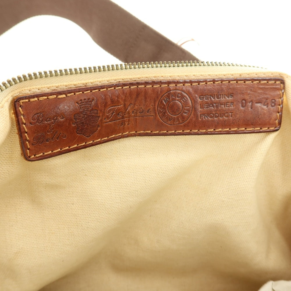 【中古】フェリージ Felisi 01-48 ナイロン レザー ショルダーバッグ カーキxブラウン【 状態ランクC 】【 メンズ 】