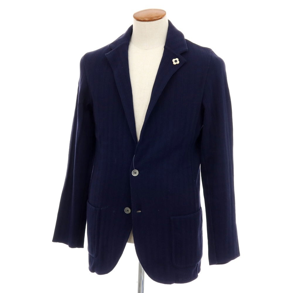 【中古】ラルディーニ LARDINI コットン 2B ニットジャケット ネイビー【サイズM】【 状態ランクC 】【 メンズ 】
