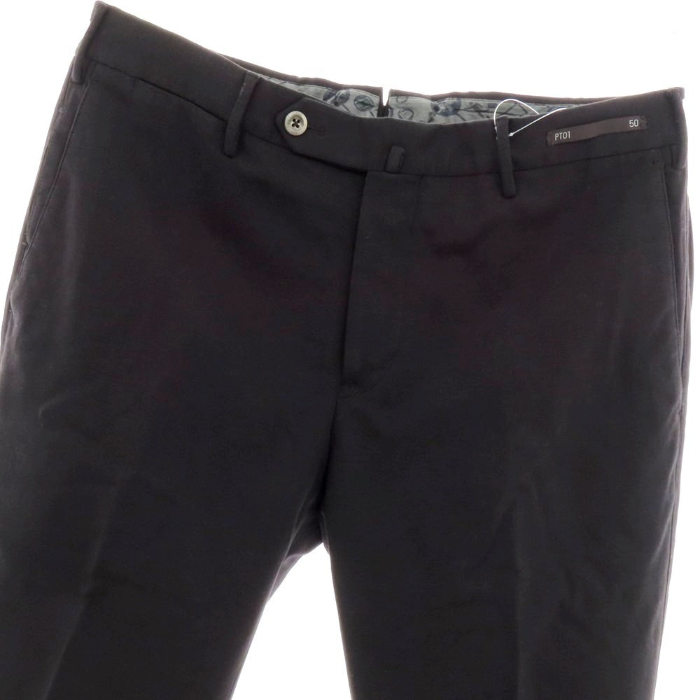 【中古】ピーティーゼロウーノ PT01 コットンナイロン カジュアルスラックスパンツ ブラック【 50 】【 状態ランクB 】【 メンズ 】