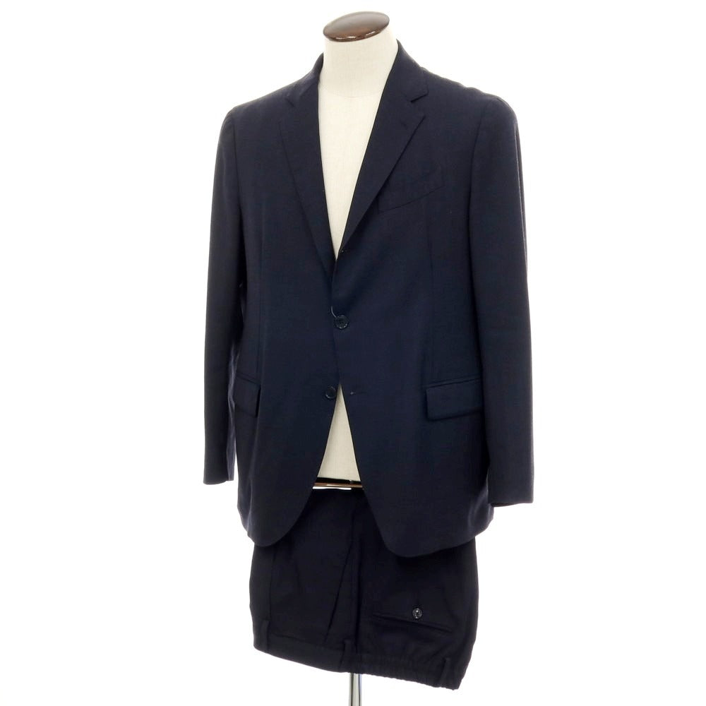【中古】ラルディーニ LARDINI easy wear ストレッチナイロンウール 3つボタンスーツ セットアップ ネイビー【サイズ52 7REG】【 状態ランクC 】【 メンズ 】
