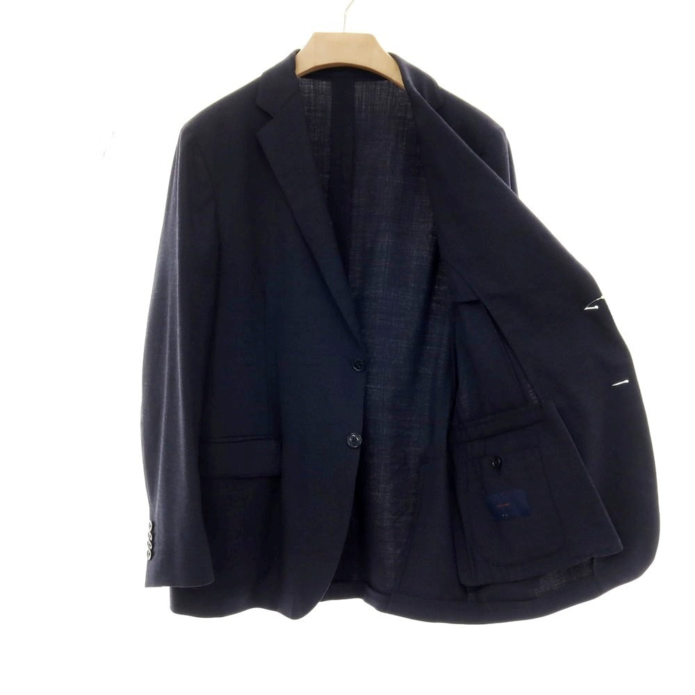 【中古】ラルディーニ LARDINI easy wear ストレッチナイロンウール 3つボタンスーツ セットアップ ネイビー【サイズ52 7REG】【 状態ランクC 】【 メンズ 】