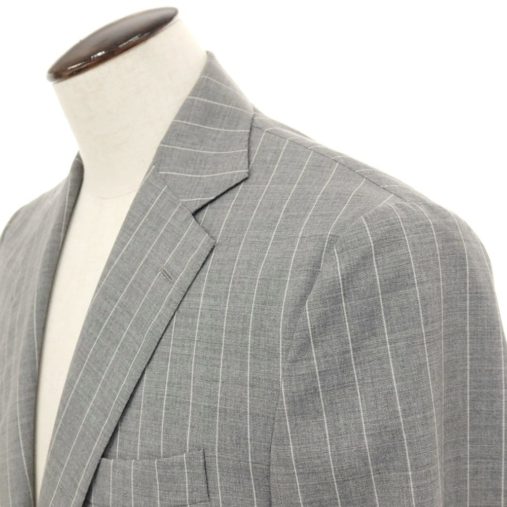 【中古】デペトリロ DE PETRILLO ウール ストライプ 3つボタンスーツ ライトグレー【 サイズ52 Drop7 】【 状態ランクB 】【 メンズ 】 [APD]