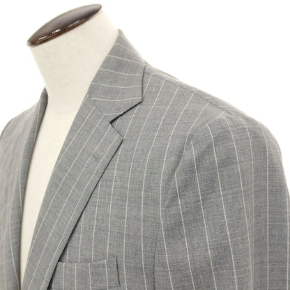 【中古】デペトリロ DE PETRILLO ウール ストライプ 3つボタンスーツ ライトグレー【サイズ52 Drop7】【 状態ランクB 】【 メンズ 】