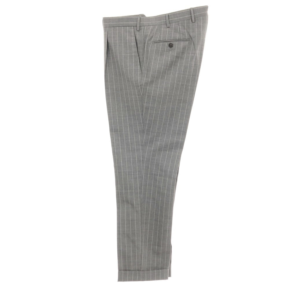 【中古】デペトリロ DE PETRILLO ウール ストライプ 3つボタンスーツ ライトグレー【サイズ52 Drop7】【 状態ランクB 】【 メンズ 】