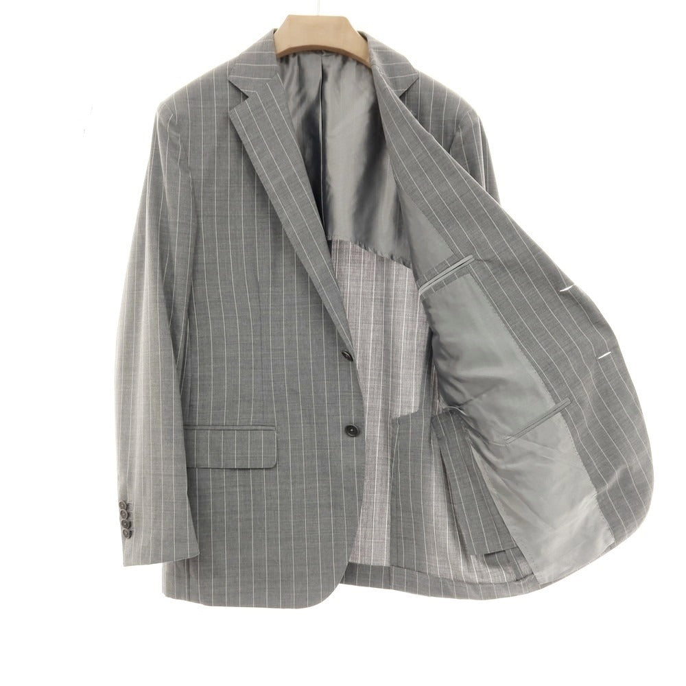 【中古】デペトリロ DE PETRILLO ウール ストライプ 3つボタンスーツ ライトグレー【 サイズ52 Drop7 】【 状態ランクB 】【 メンズ 】 [APD]