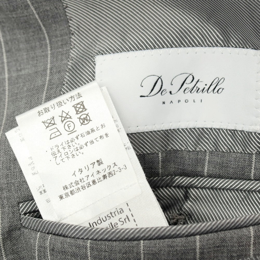 【中古】デペトリロ DE PETRILLO ウール ストライプ 3つボタンスーツ ライトグレー【 サイズ52 Drop7 】【 状態ランクB 】【 メンズ 】 [APD]
