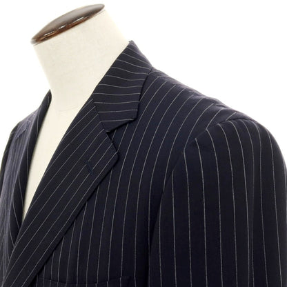【中古】ソブリン SOVEREIGN ウール ストライプ 3つボタンスーツ ダークネイビー【サイズ52】【 状態ランクB 】【 メンズ 】