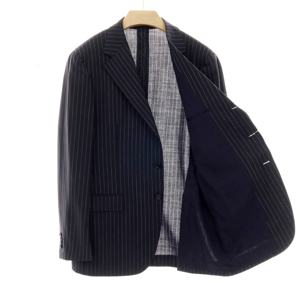 【中古】ソブリン SOVEREIGN ウール ストライプ 3つボタンスーツ ダークネイビー【サイズ52】【 状態ランクB 】【 メンズ 】