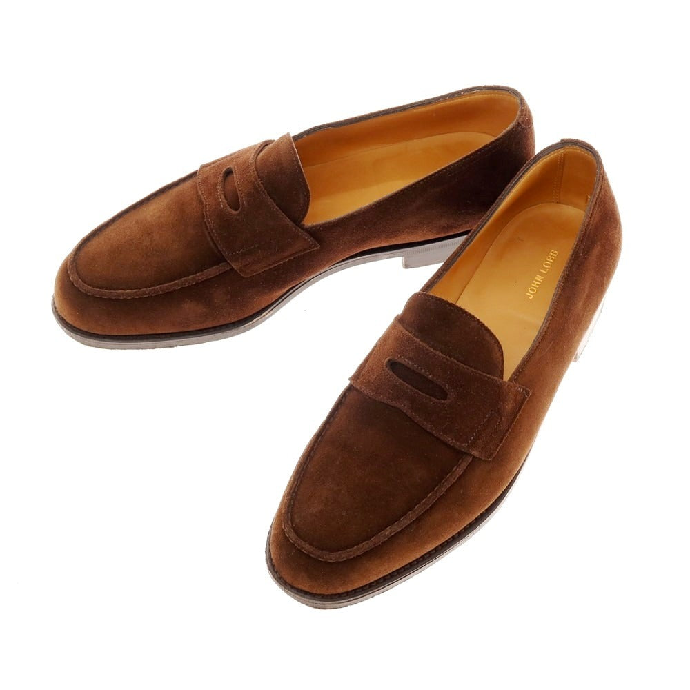 【中古】ジョンロブ John Lobb LOPEZ ロペス スエード コインローファー ブラウン【 6 1/2 E 】【 状態ランクB 】【 メンズ 】