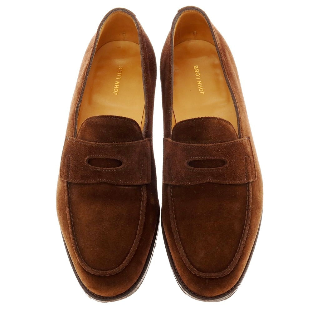 【中古】ジョンロブ John Lobb LOPEZ ロペス スエード コインローファー ブラウン【 6 1/2 E 】【 状態ランクB 】【 メンズ 】