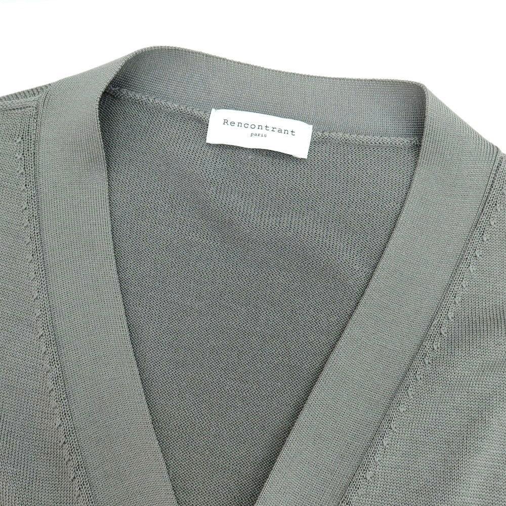 【中古】レンコントラント RENCONTRANT ハイゲージ シルク カーディガン グレー【 M 】【 状態ランクC 】【 メンズ 】
