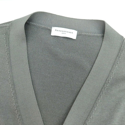 【中古】レンコントラント RENCONTRANT ハイゲージ シルク カーディガン グレー【 M 】【 状態ランクC 】【 メンズ 】