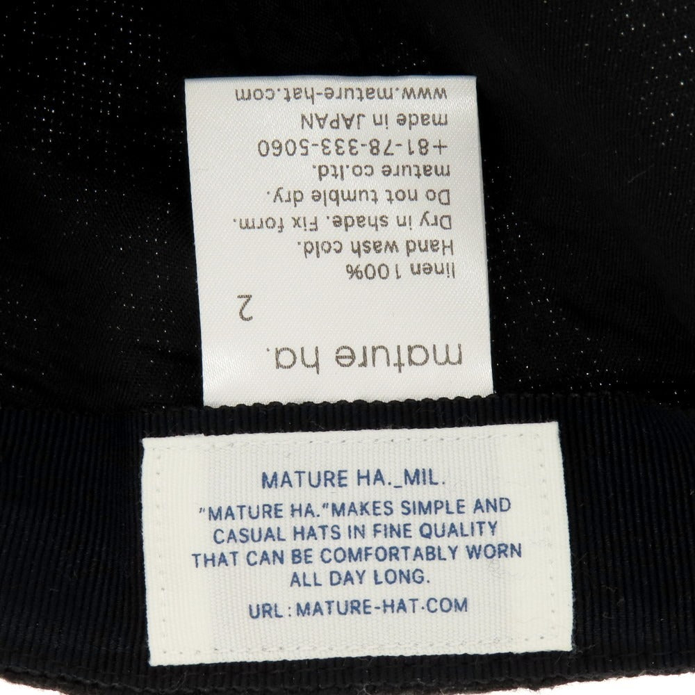 【中古】マチュアーハ mature ha リネン キャップ ブラック【 2 】【 状態ランクB 】【 メンズ 】