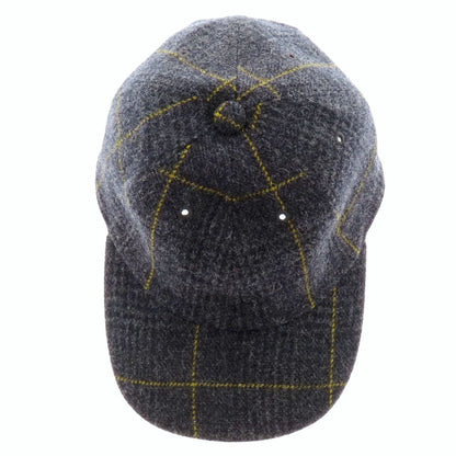 【中古】ケーブルアミ cableami ウールナイロンアルパカ チェック キャップ グレーxイエロー【 L 】【 状態ランクB 】【 メンズ 】