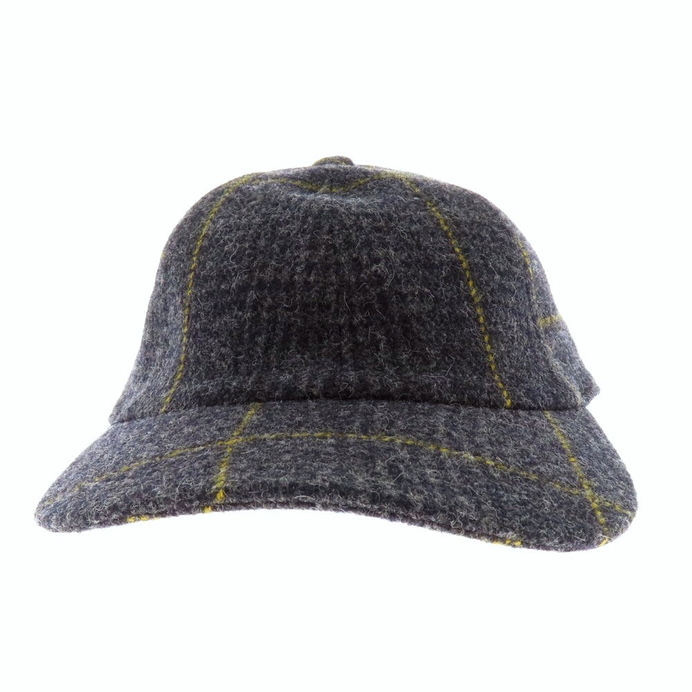 【中古】ケーブルアミ cableami ウールナイロンアルパカ チェック キャップ グレーxイエロー【 L 】【 状態ランクB 】【 メンズ 】