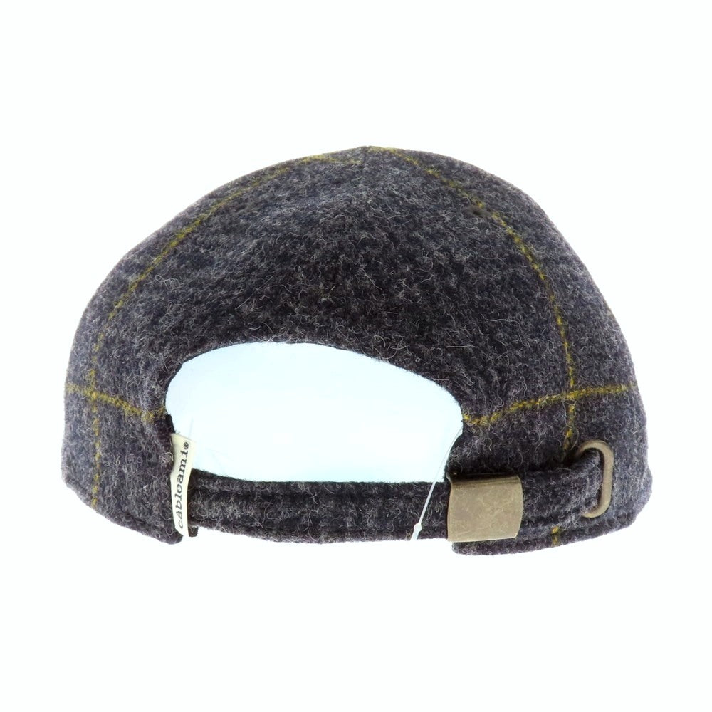 【中古】ケーブルアミ cableami ウールナイロンアルパカ チェック キャップ グレーxイエロー【サイズL】【 状態ランクB 】【 メンズ 】[BPD]
