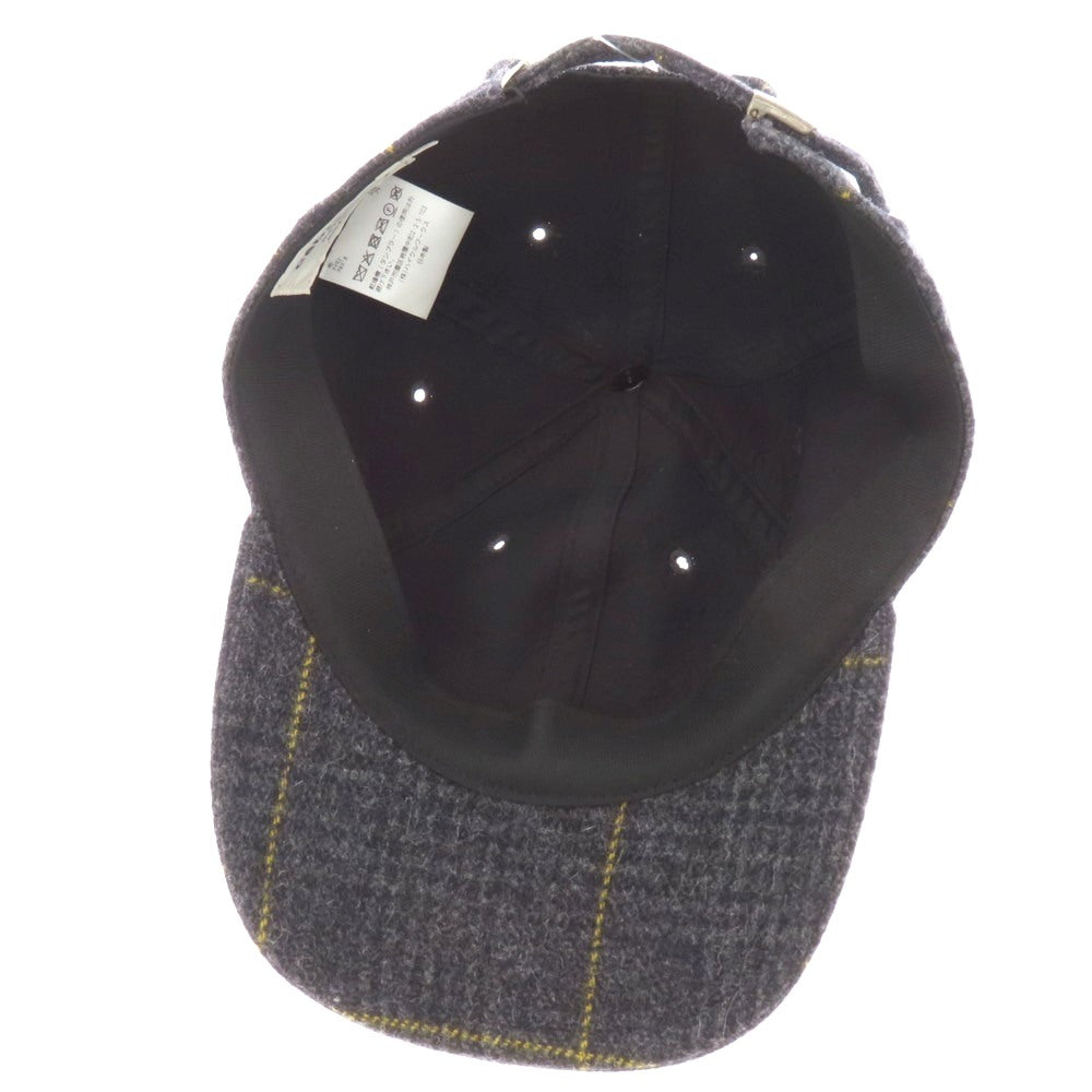 【中古】ケーブルアミ cableami ウールナイロンアルパカ チェック キャップ グレーxイエロー【サイズL】【 状態ランクB 】【 メンズ 】[BPD]