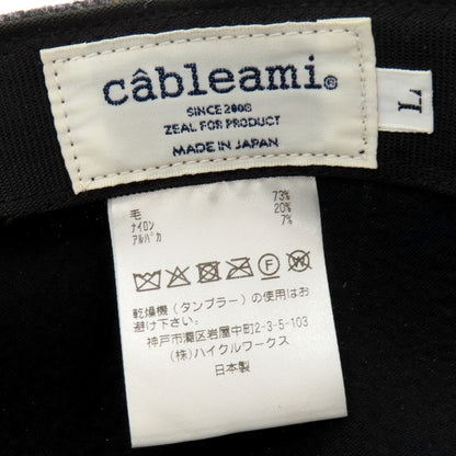 【中古】ケーブルアミ cableami ウールナイロンアルパカ チェック キャップ グレーxイエロー【 L 】【 状態ランクB 】【 メンズ 】
