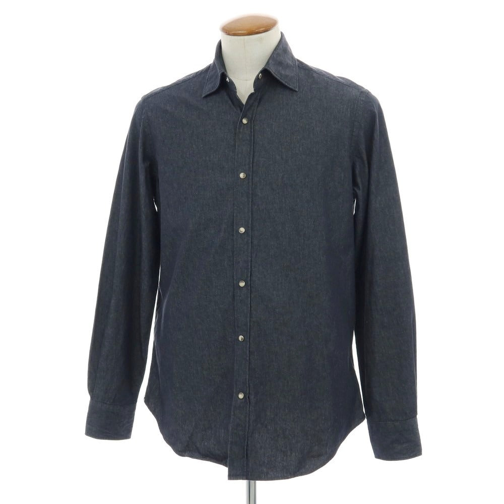 【中古】ジャンネット giannetto コットンシャンブレー カジュアルシャツ ダークネイビー【 39 】【 状態ランクB 】【 メンズ 】