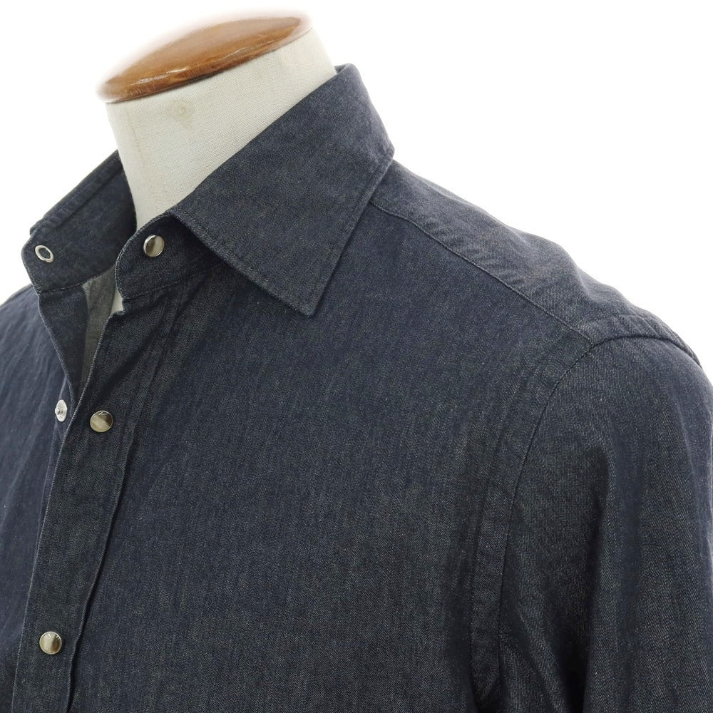 【中古】ジャンネット giannetto コットンシャンブレー カジュアルシャツ ダークネイビー【 39 】【 状態ランクB 】【 メンズ 】