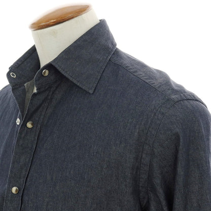 【中古】ジャンネット giannetto コットンシャンブレー カジュアルシャツ ダークネイビー【 39 】【 状態ランクB 】【 メンズ 】