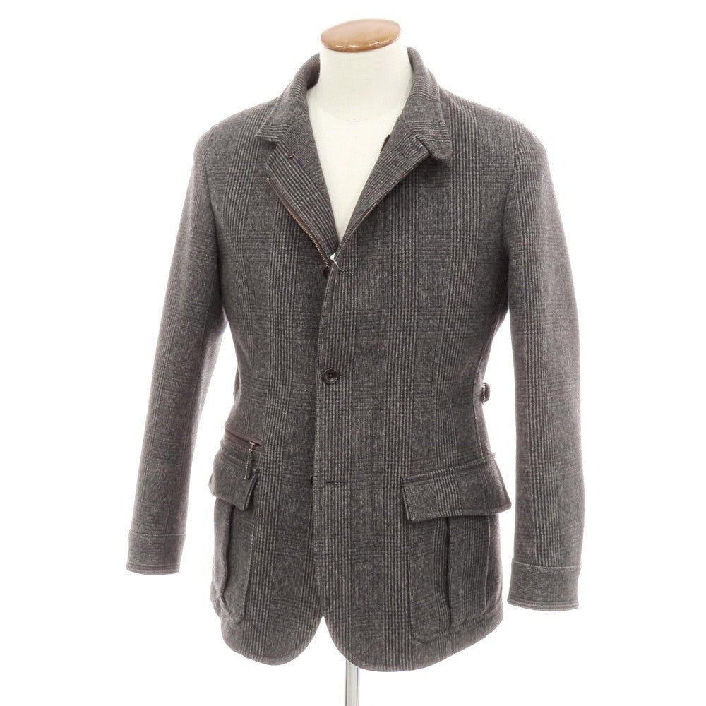 【中古】ポールスチュアート PAUL STUART ウールカシミヤ グレンチェック 中綿ベストライナー付き ブルゾン グレー【 M 】【 状態ランクB 】【 メンズ 】