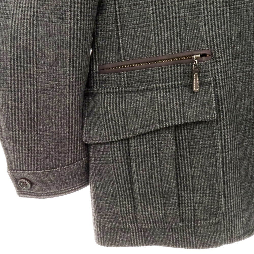 【中古】ポールスチュアート PAUL STUART ウールカシミヤ グレンチェック 中綿ベストライナー付き ブルゾン グレー【 M 】【 状態ランクB 】【 メンズ 】