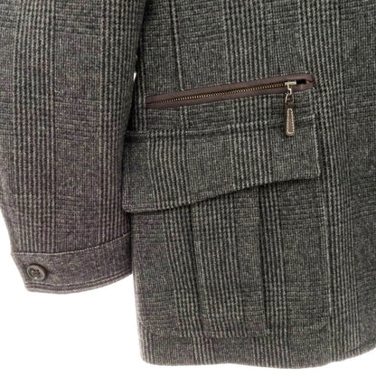 【中古】ポールスチュアート PAUL STUART ウールカシミヤ グレンチェック 中綿ベストライナー付き ブルゾン グレー【 M 】【 状態ランクB 】【 メンズ 】