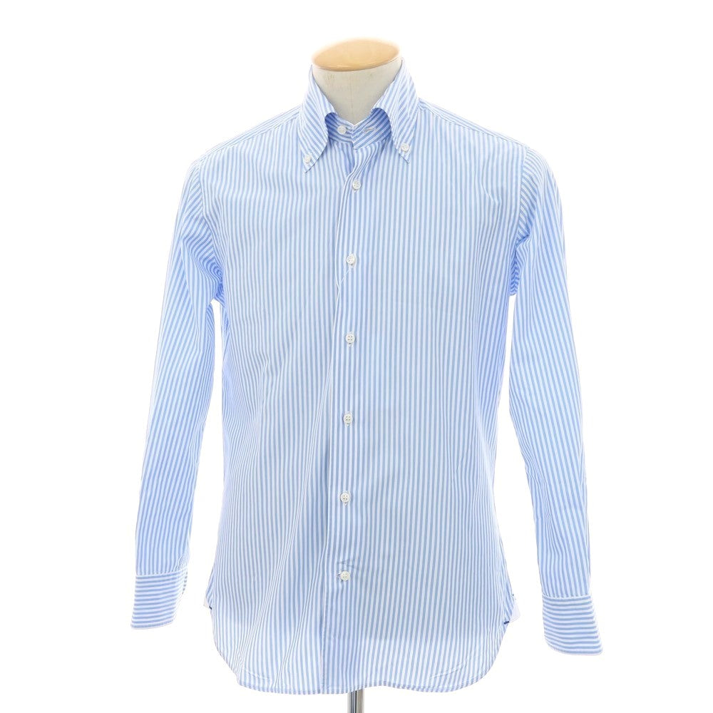【中古】オリアン ORIAN コットン ストライプ ボタンダウン ドレスシャツ ライトブルーxホワイト【 表記なし（S位） 】【 状態ランクB 】【 メンズ 】
