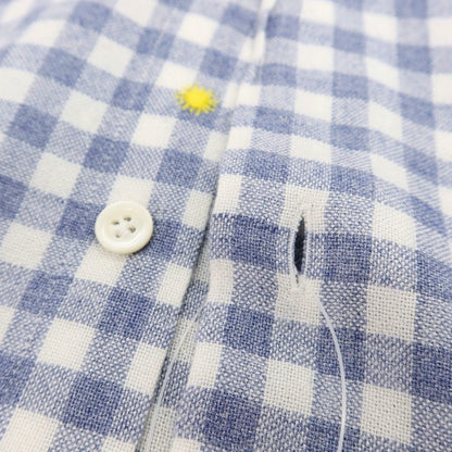 【中古】ジャンネット giannetto レーヨンウール ギンガムチェック ホリゾンタルカラー カジュアルシャツ グレイッシュネイビーxホワイト【 40 】【 状態ランクB 】【 メンズ 】