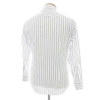 【中古】アングレー ANGLAIS コットンアクリルナイロン ストライプ カッタウェイ カジュアルシャツ ホワイトxネイビー【 M 】【 状態ランクB 】【 メンズ 】