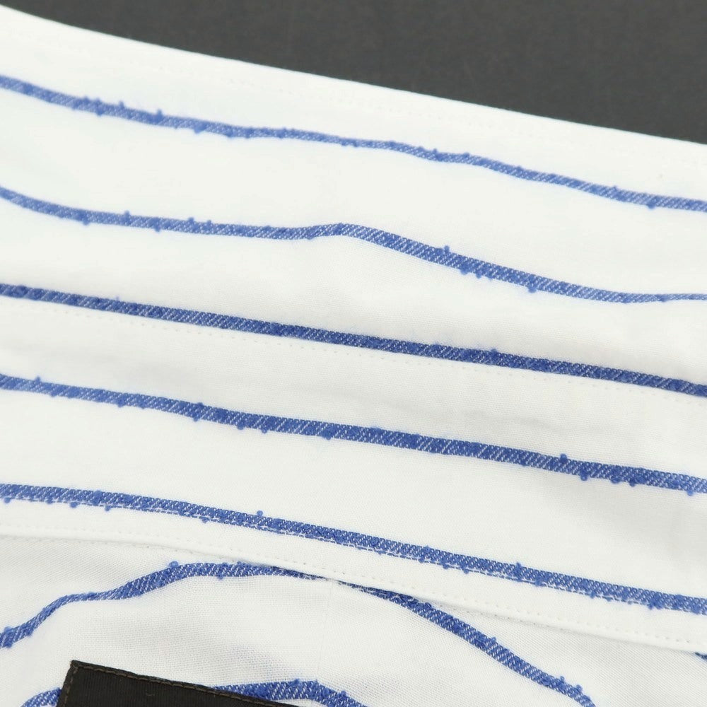 【中古】アングレー ANGLAIS コットンアクリルナイロン ストライプ カッタウェイ カジュアルシャツ ホワイトxネイビー【 M 】【 状態ランクB 】【 メンズ 】