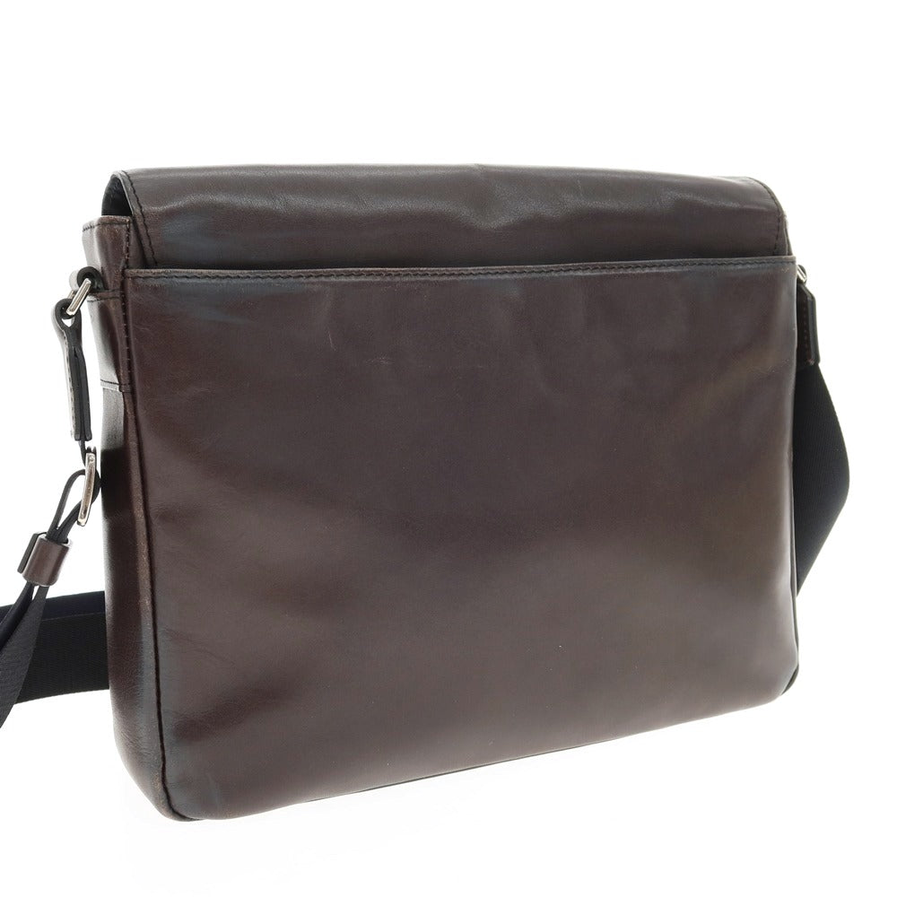 【中古】フジタカ FUJITAKA レザー ショルダーバッグ ダークブラウン【 状態ランクC 】【 メンズ 】