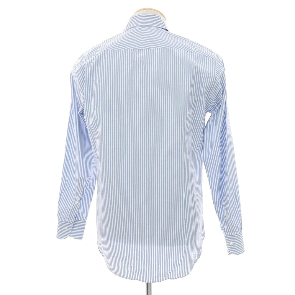 【中古】オリアン ORIAN コットン ストライプ ワイドカラー ドレスシャツ ライトブルーxホワイト【 38 】【 状態ランクC 】【 メンズ 】