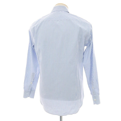 【中古】オリアン ORIAN コットン ストライプ ワイドカラー ドレスシャツ ライトブルーxホワイト【 38 】【 状態ランクC 】【 メンズ 】