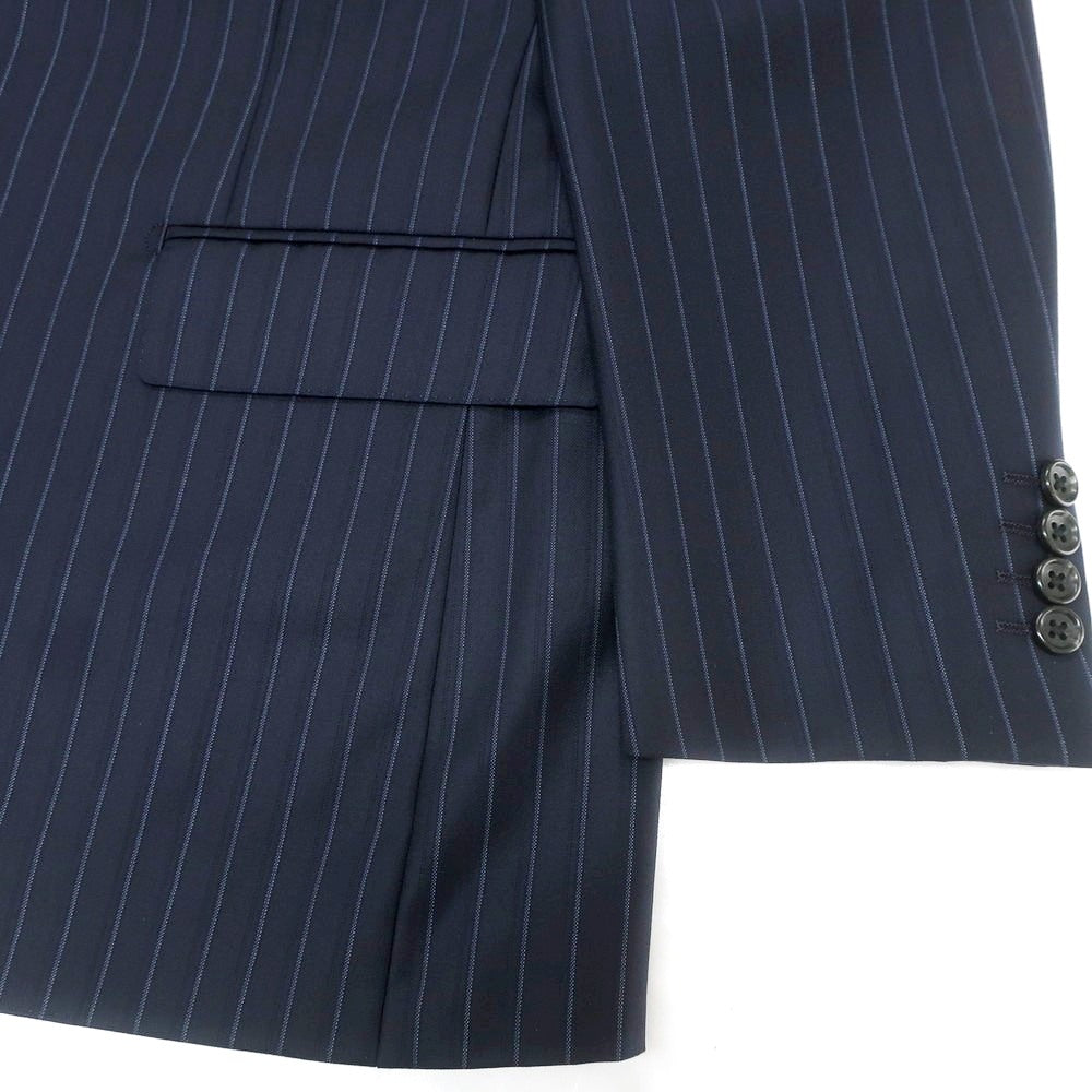 【中古】ダーバン D’URBAN ウール ストライプ 2つボタンスーツ ネイビーxブルー【 AB4 】【 状態ランクB 】【 メンズ 】