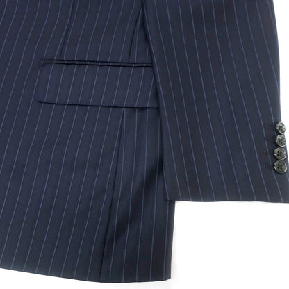 【中古】ダーバン D’URBAN ウール ストライプ 2つボタンスーツ ネイビーxブルー【 AB4 】【 状態ランクB 】【 メンズ 】