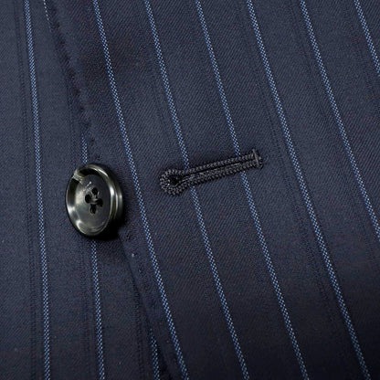 【中古】ダーバン D’URBAN ウール ストライプ 2つボタンスーツ ネイビーxブルー【 AB4 】【 状態ランクB 】【 メンズ 】