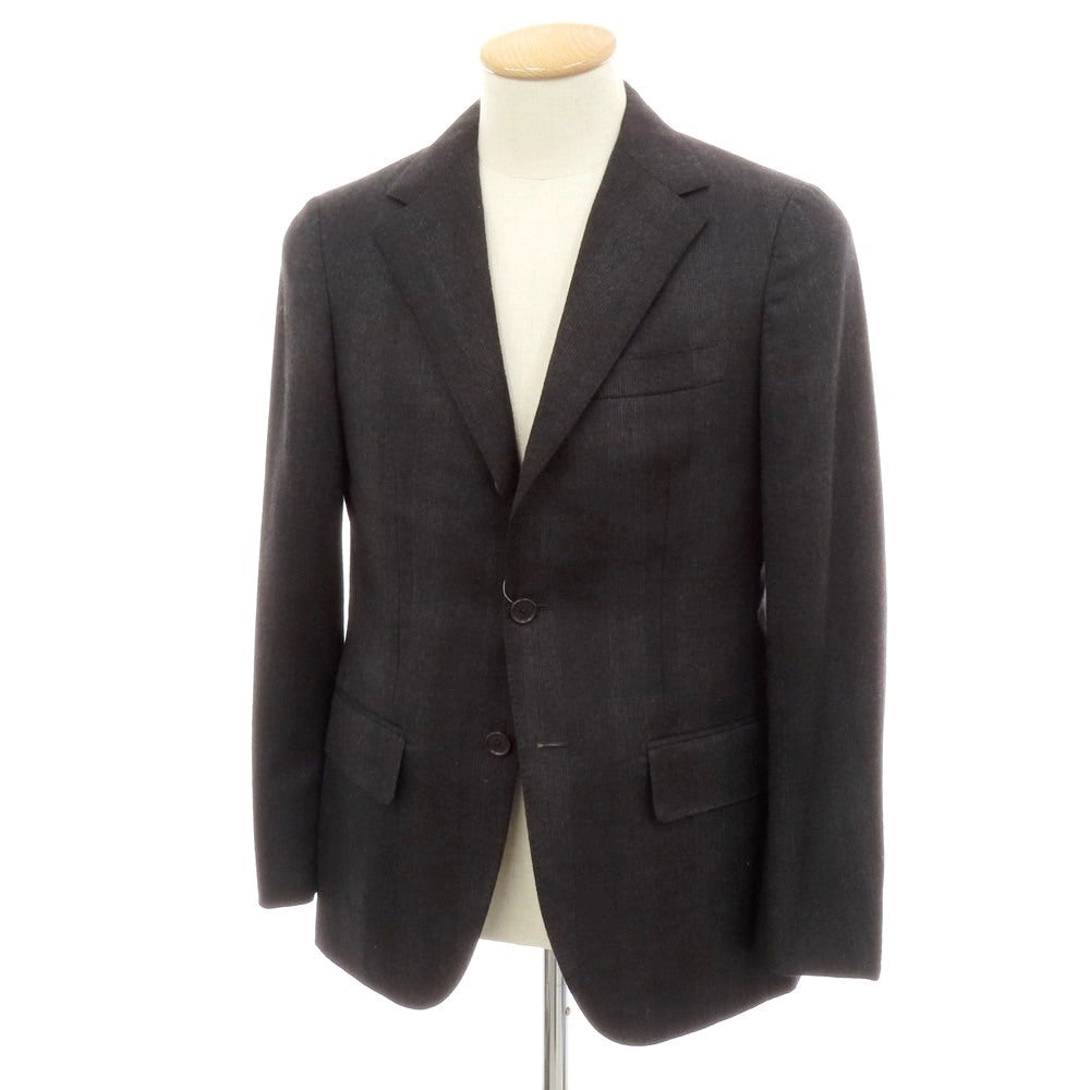 【中古】グリーンレーベルリラクシング green label relaxing ウール グレンチェック 3B テーラードジャケット ダークグレー【 44 】【 状態ランクB 】【 メンズ 】